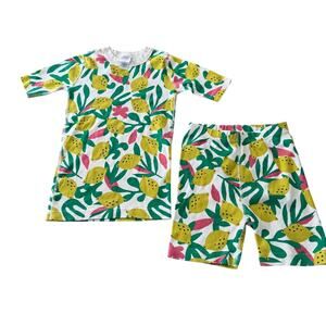 Hanna Andersson Zesty Citrus Girls Pajamas Size 8 Organic Cotton Shorts Top